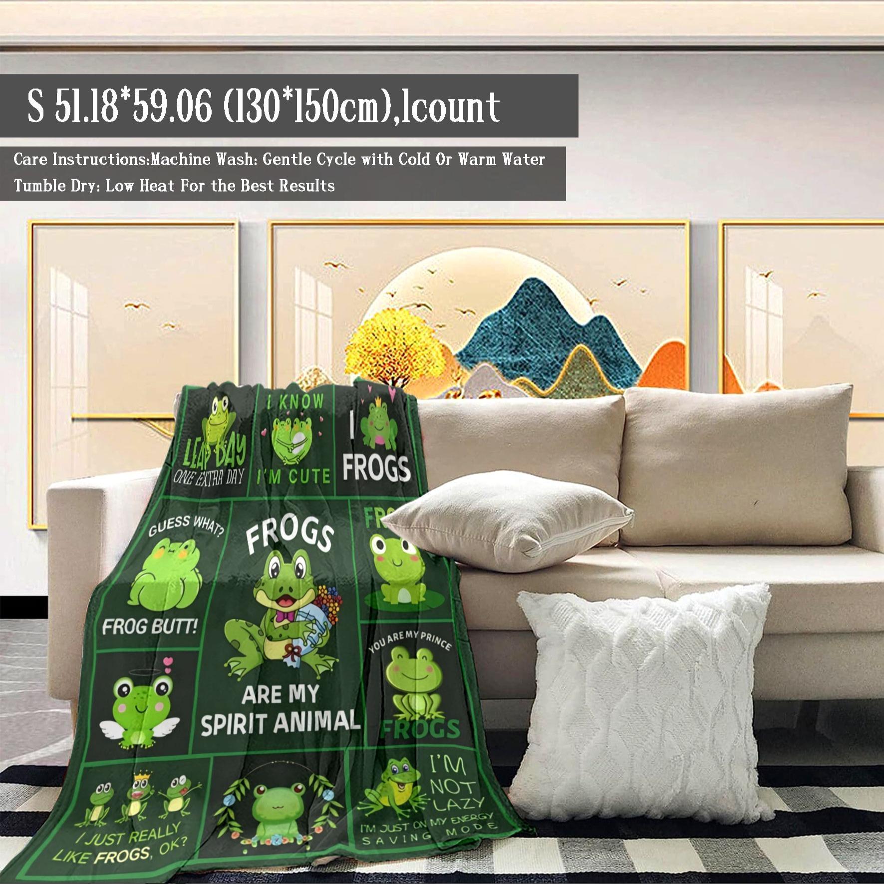 Frog Pattern Blanket, 1 Count Soft Throw Blanket, Air-conditioned Room Blanket, Warm Nap Blanket for Home Office Travel Camping, Cozy Blanket