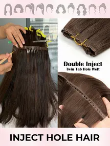 Invisible Hole Real Hair Extensions, Straight Dual-Sided Hair Pieces for Women, Natural Look, 14-20 Inches, 40-50g, Perfect for Hair Loss