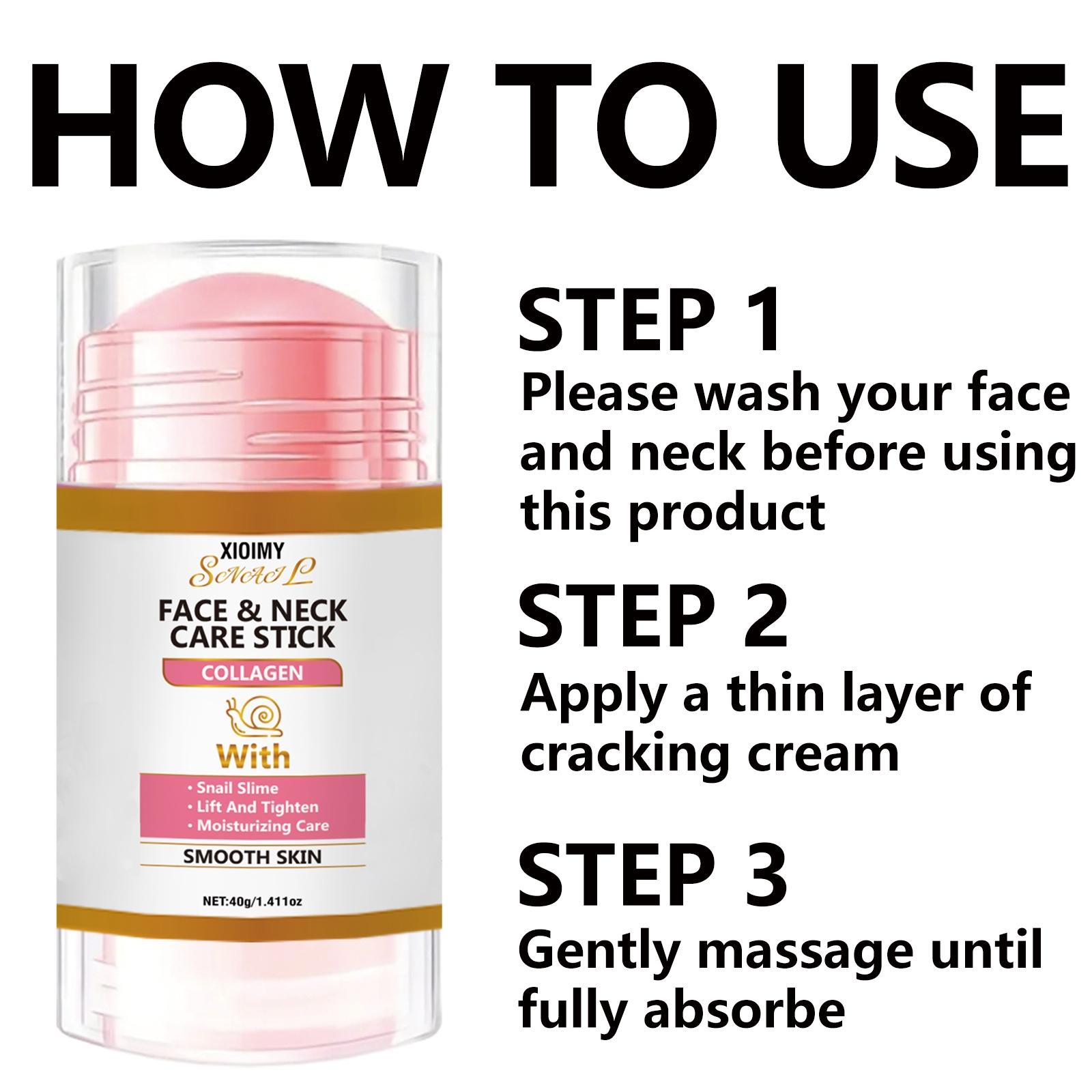 Snail & Collagen Neck & Face Care Stick, Firming Smooth Moisturizing Lifting Cream Moisturizer, Tightening Hydrating Skin, Skincare Treatment Moisture Snail & Collagen Neck & Face Care Stick, Firming Smooth Moisturizing Lifting Cream Moisturizer, Tightening Hydrating Skin, Skincare Treatment Moisture