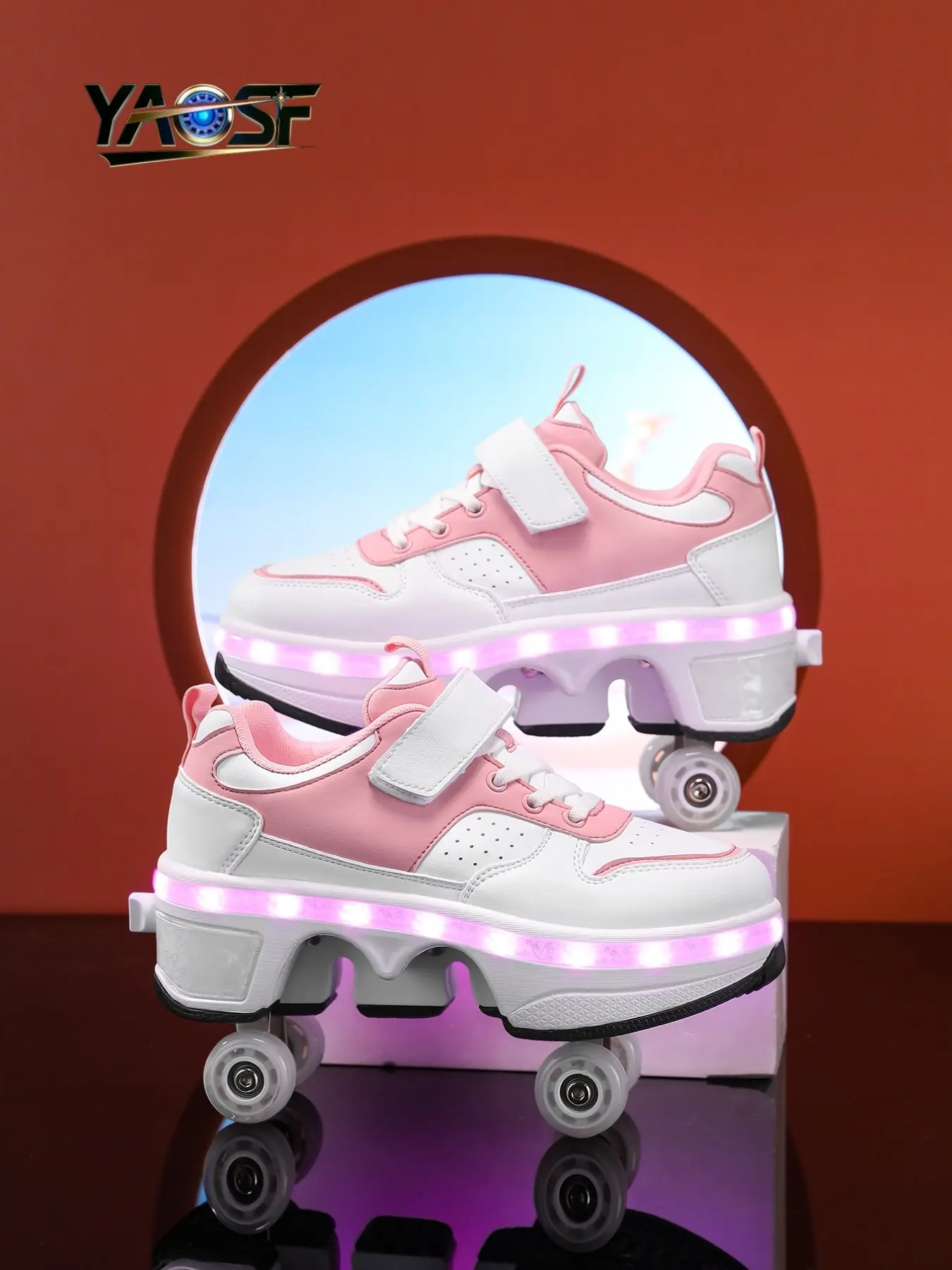 Advanced Four-Wheel Roller Skates, LED Light-Up Wheels, Kids' Inline Skates, Comfortable Outdoor Sports Shoes, Unisex, All-Season