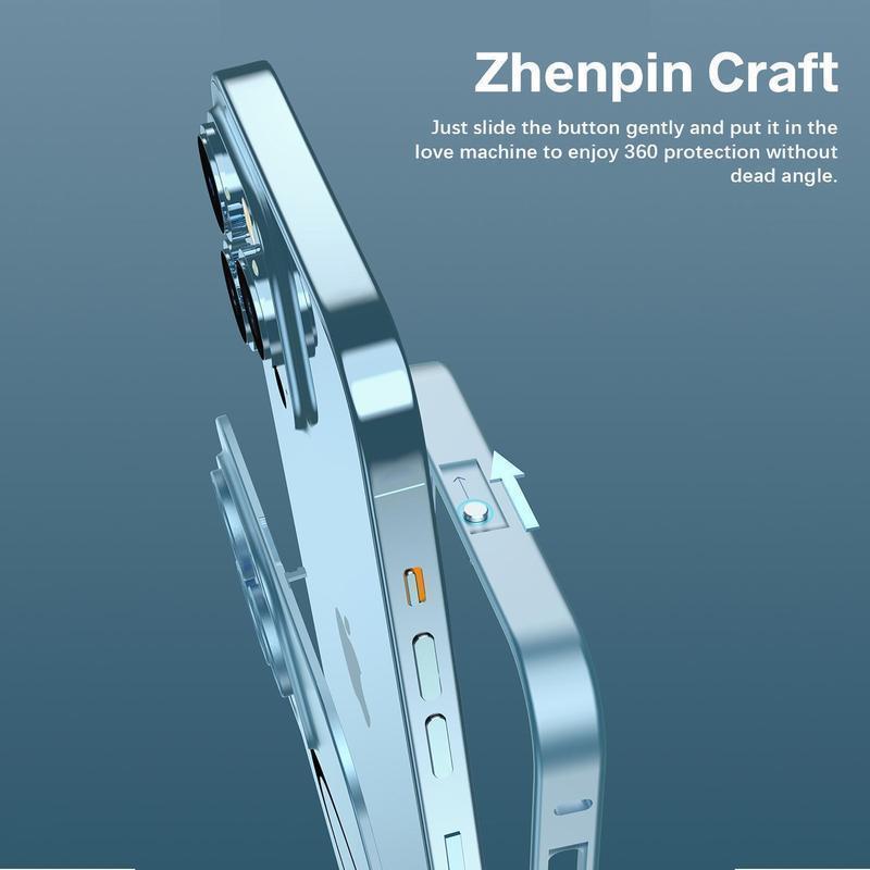 ACCE Alloy Aluminum Metal Frame with MagSafe Magnetic PC Backplate Case for iPhone 17 Pro Max 17 Air 17Pro 16 15 14 13 12 Pro Max Ultra Thin Phone Cover with Full Coverage Lens Protector Support Wireless Charging Durable Shockproof Casing