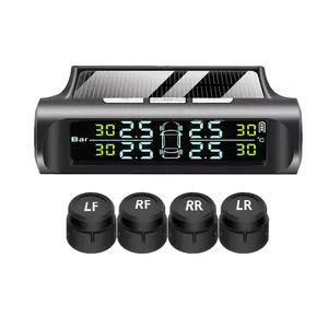 TPMS Tire Pressure Monitoring System Solar USB Charging Intelligent HD Color Display Real Time Tire Pressure Temperature Monitoring Abnormal Warning 4 External Sensors Fits Sedans SUVs MPVs Car Accessories Auto Safety Road Trip Essentials Car Gadgets Wire