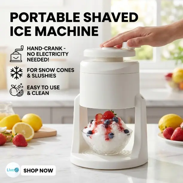 Manual Shaved Ice Machine & Ice Makers - Space Saving Design Aesthetic Kitchen Gadgets Free Glass Bowl & 3 Ice Molds | Tiktok Kitchen Tools Appliance