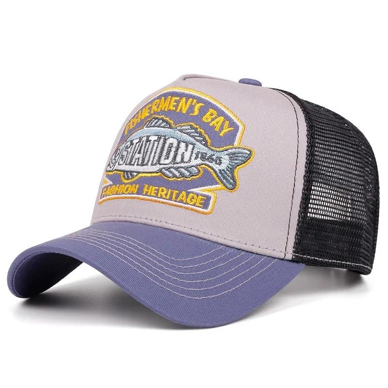 Hot Sale Unisex Summer Fishing Cap Breathable Mesh Trucker Hat Men Women Big Fish Fisherman Sports Snapback Hat Outdoor Cap