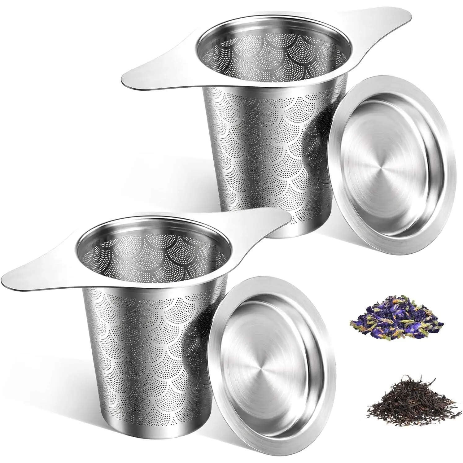 2  Infuser Stainless Steel Mesh Strainer for Loose Leaf  | Extra Fine  Strainer Steeper Filter with Double Handles for   Teapots, Mugs, Cups, Large Capacity
