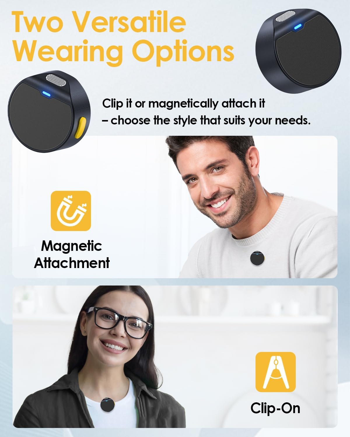 Wireless Lavalier Microphone for iPhone/Android, Mini Microphone with Noise Cancellation, Magnetic Backclip, 2 Pack USB-C Mini Mic for Video Recording, Content Creators, Vlogging, Youtubers