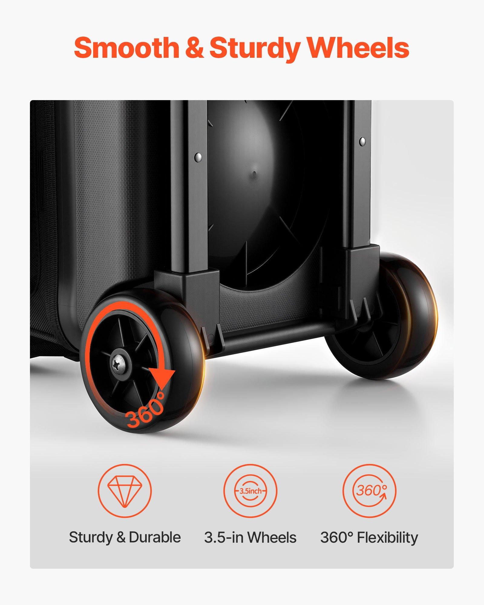 VEVOR Bowling Ball Bag, 2 Ball Double Roller Bowling Bag with Wheels, Featuring a Separate Compartment for Shoes (Up To US Size 16) & Oversized Accessory Pocket, Retractable Handle Extends to 41.32 in