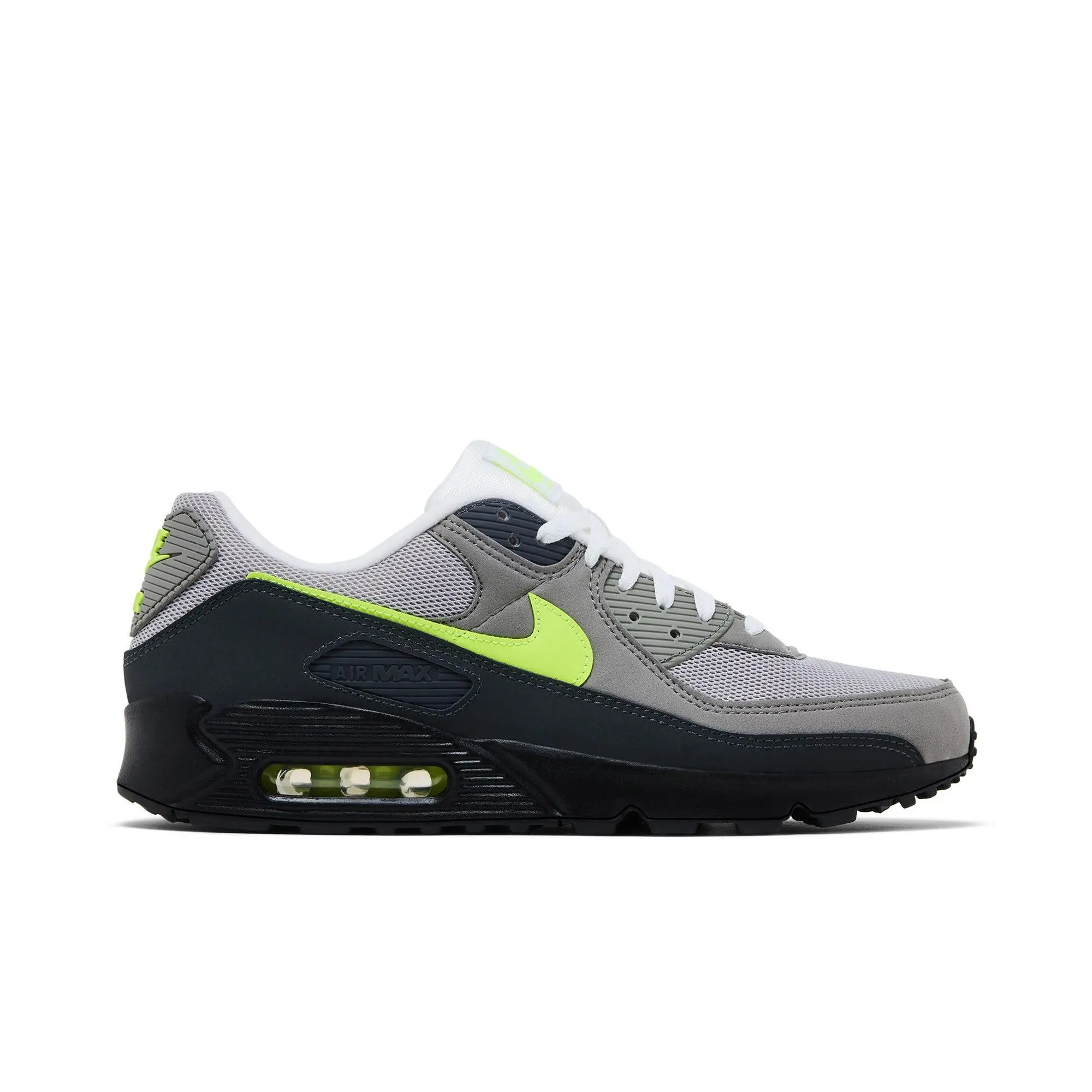 Nike Air Max 90 'Neon' (Unisex) All Season Cushioned Running Shoes, Black-Neon Yellow-Nathracite-Light Charcoal-Pearl Grey-White, Rubber-EVA-Leather Construction, Style IQ0289 010