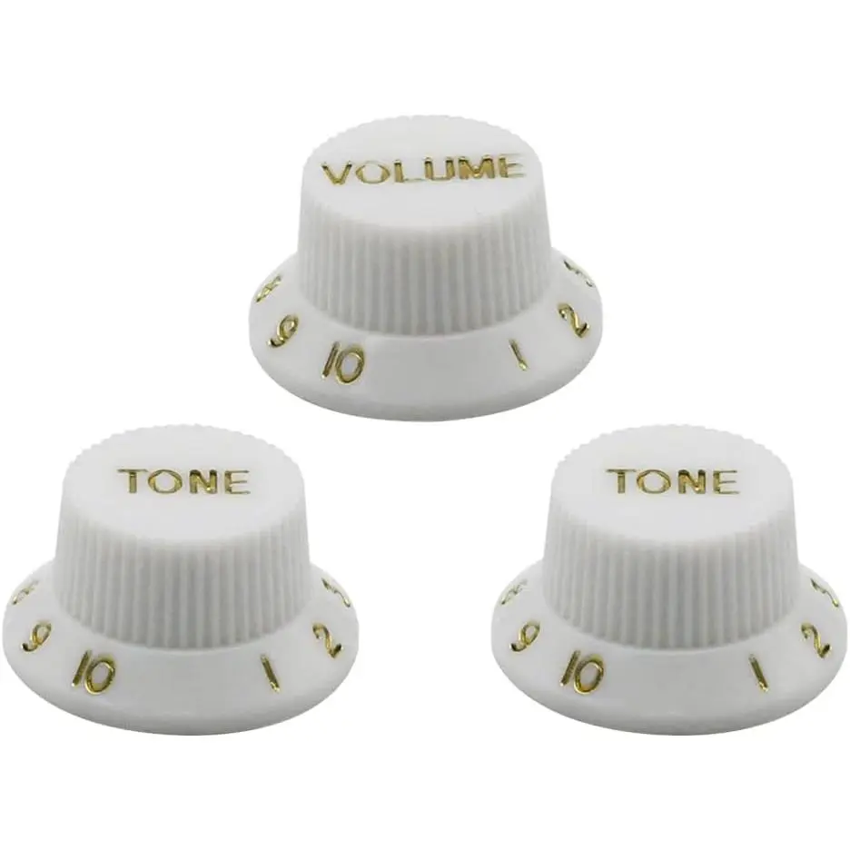 18 Spines Speed Control Knobs 1 Volume 2 Tone Guitar Knob Set Fit  Style Electric Guitar , White