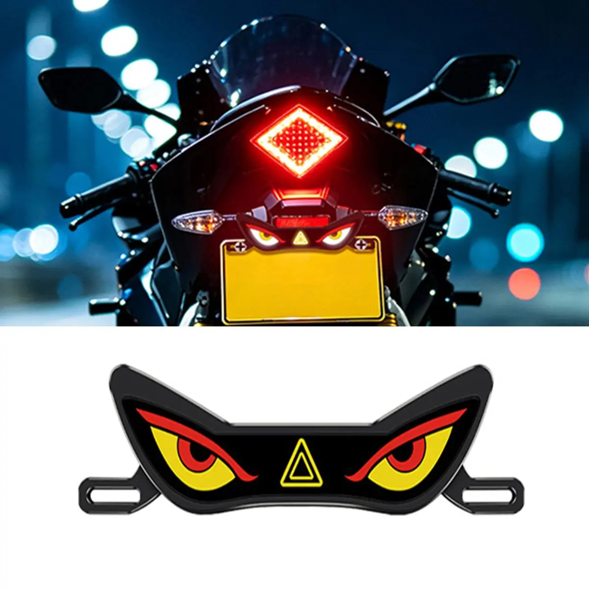 Demon Eye LED Light, Flashing Warning Light, Acrylic Sign, Anti-Collision License Plate Light, Multi-Mode, for Motorcycle, Scooter, Outdoor Use, Motorcycle Lights