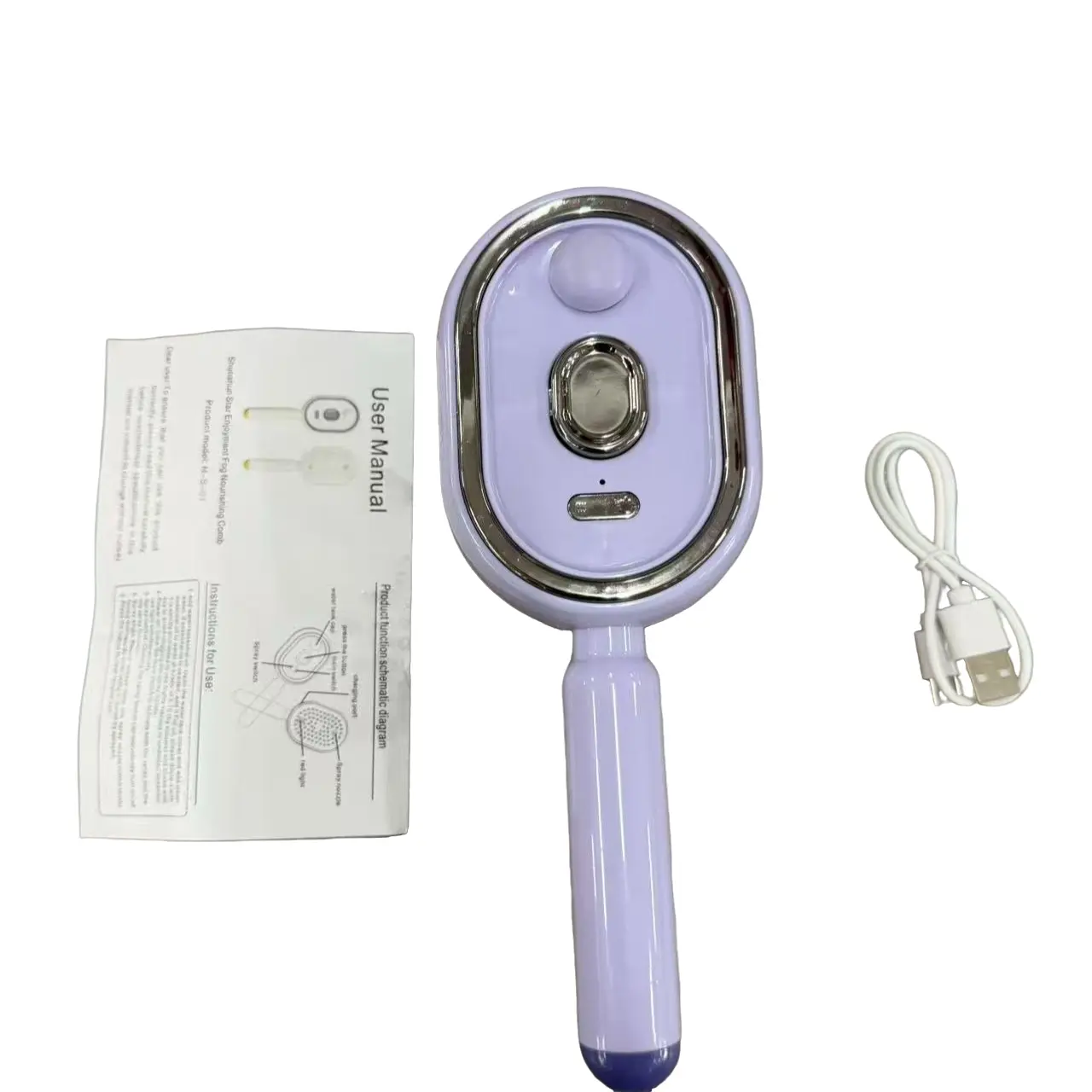Electric Spray Air Cushion Massage Comb, Anti-Static Detangling Brush with Nano Mist, Rechargeable Steam Hair Care Tool for Frizz Control