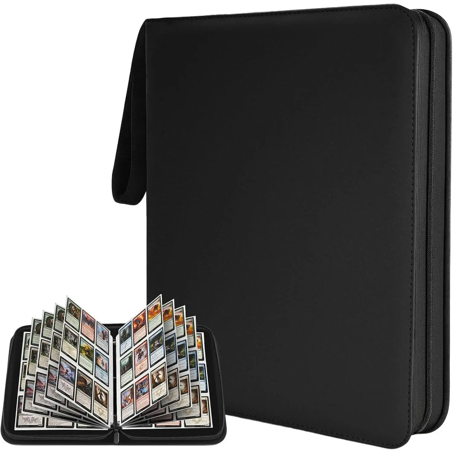 9 Pocket Trading Card Zip Binder - Holds 1080 Cards, 60 Pages Large-Capacity, Double-Sided Removable Sleeves, Suitable for Game/Sports Cards Storage, Black