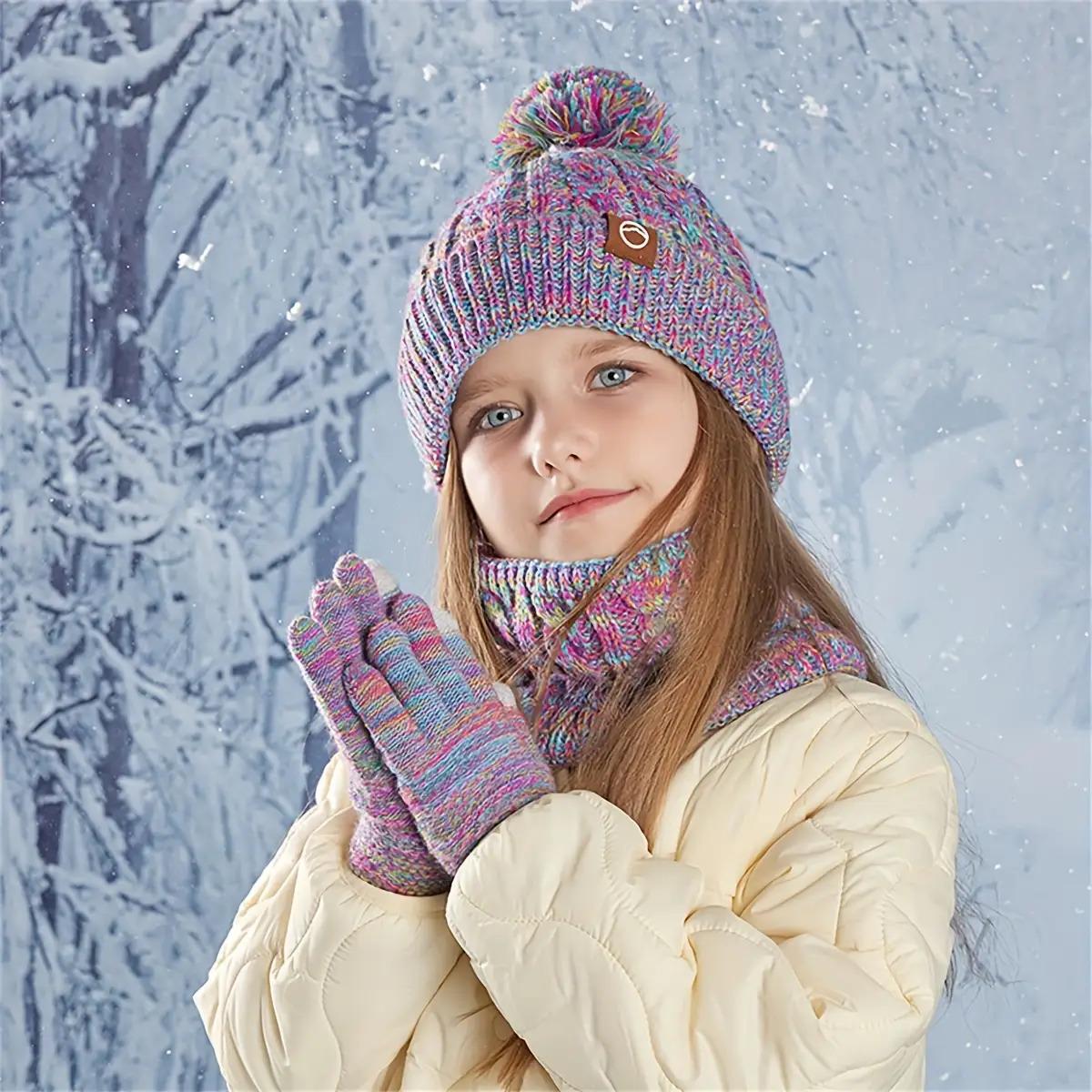 3pcs Outfit Set: Beanie Hat, Scarf & Gloves with Plush Lining for Comfort and Warmth. / Aged 3-10 Years Old in Autumn-Winter Seasonal Activities, Traveling or Vacation; Christmas Thanksgiving Gift Package, Winter Hat, Winter Hat, Seasonal Activity Outfit,
