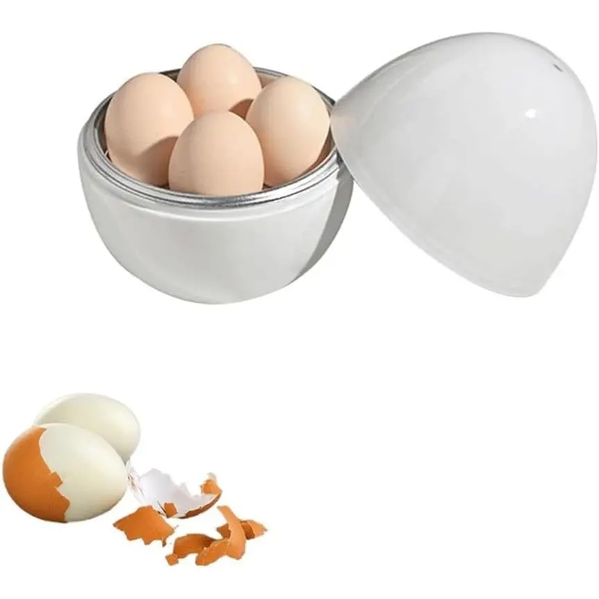 Microwave Egg Boiler 4 Egg Capacity Microwave Egg Cooker for Hard Boiled Eggs Microwave Egg Maker Under 9 minutes Medium and Hard Boiled Egg Cooker Rapid Egg Boiler Microwavable Egg Poacher