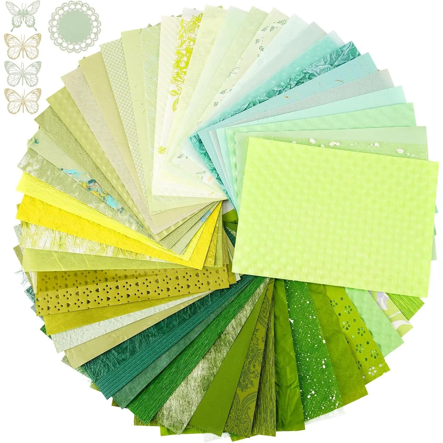 50 Sheets Green Scrapbook Paper, Textured Scrapbook Papers & Mesh Fabric  Set, A5 Size,Versatile Craft Paper for Scrapbooking, Junk Journaling, Card Making,  Wrapping