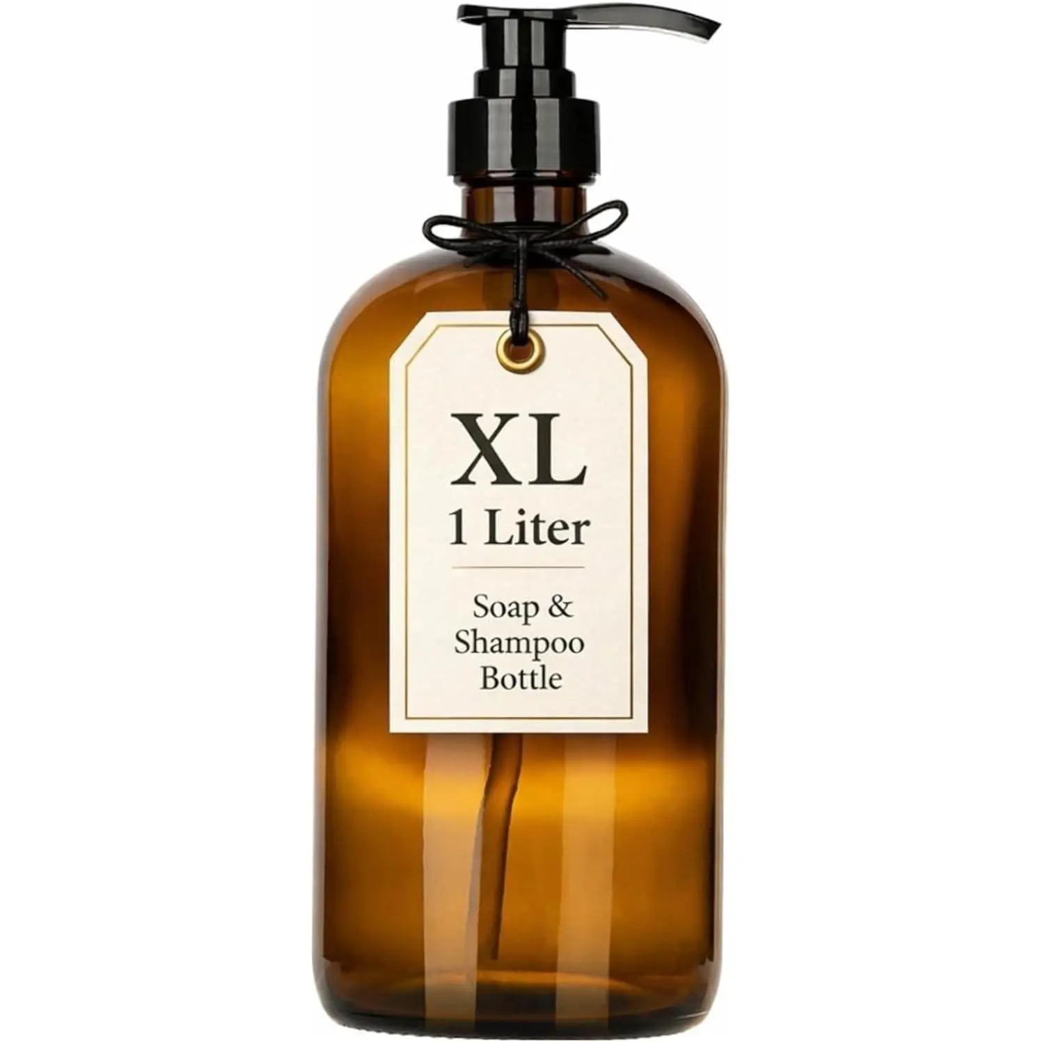 32 Ounce Large Glass Soap Dispenser with Pump - Refillable Shampoo and Conditioner Bottle for Shower and Bath, 1 LiterGift