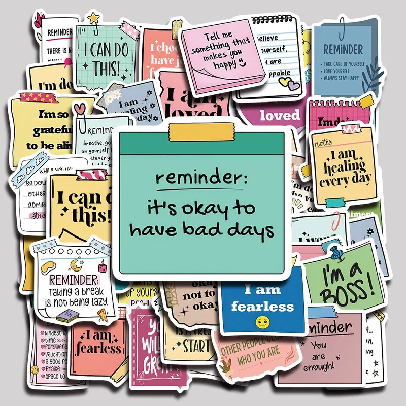 50PCS Self-Affirmation Motivational Aesthetic Vinyl Stickers Pack Decal Set for Laptop Water Bottle Phone Case Skateboard Journal Scrapbook DIY Decoration