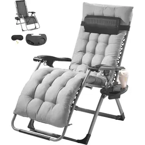 VEVOR Zero Gravity Chair, 33 inch Zero Gravity Recliner Lounge Chair for Indoor and Outdoor, Adjustable Anti Gravity Chair with Cushion, Headrest, Footrest, and Cupholder, 500 lbs, Black