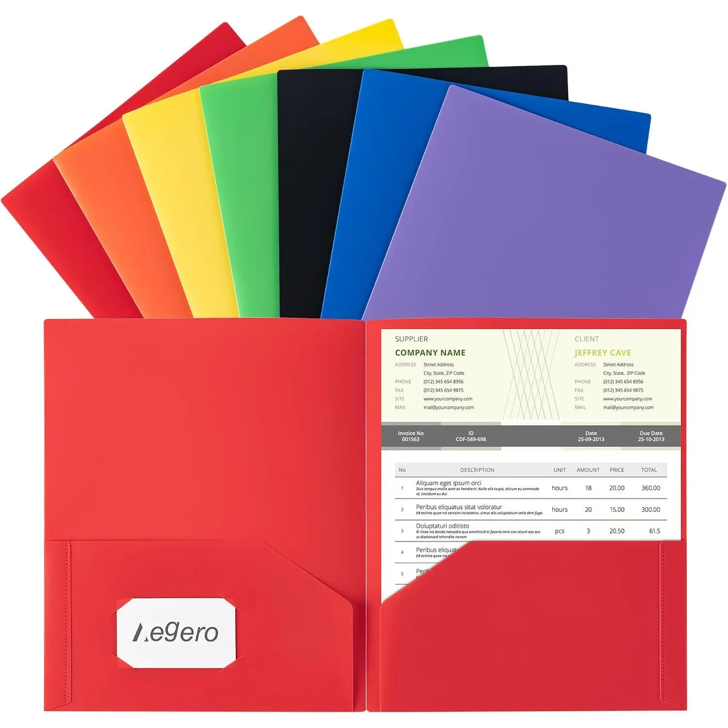 Plastic Folders with Pockets (7 Pack,  Colors) | Durable Heavy Duty File Folders with Business Card Slot, 2-Pocket Folder for Schoolwork & Office,Letter Size
