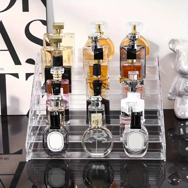 Multi-Layer Transparent Acrylic Perfume Storage Rack, 1 Count Desktop Makeup Organizer, Home Display Stand for Perfume & Cosmetics