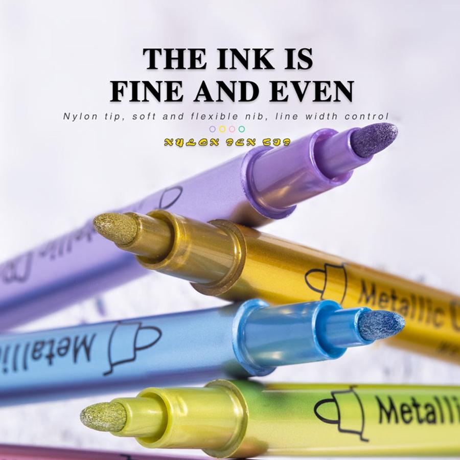 Metallic Craft Pen, 12pcs/set 12 Colors Marker Pen, Art Supplies for Rock Painting, Black Paper, Card Making, Scrapbooking Crafts, DIY Photo Album