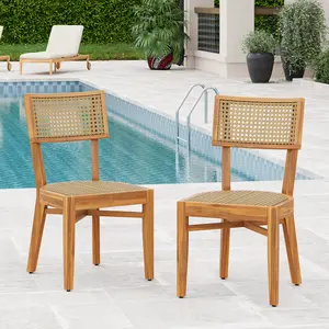 ARCH Acacia Wood Dining Chair with Light Brown Wicker Seat for Kitchen Living Room, Mid-Century Modern Farmhouse Side Chair, Solid Wood Legs, 1 Pack, Dining Room Chairs for Kitchen, Dining Room, Living Room, Restaurant Style Seating
