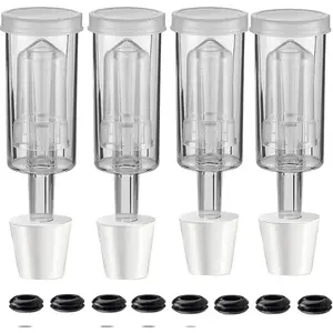 3-Piece Airlock 4 Pack with 4PCS #6 Stopper and 8PCS Grommets, Fermentation Airlock Beer Wine Kombucha Brewing Kit,Carboy Airlock FDA Transparency Upgraded