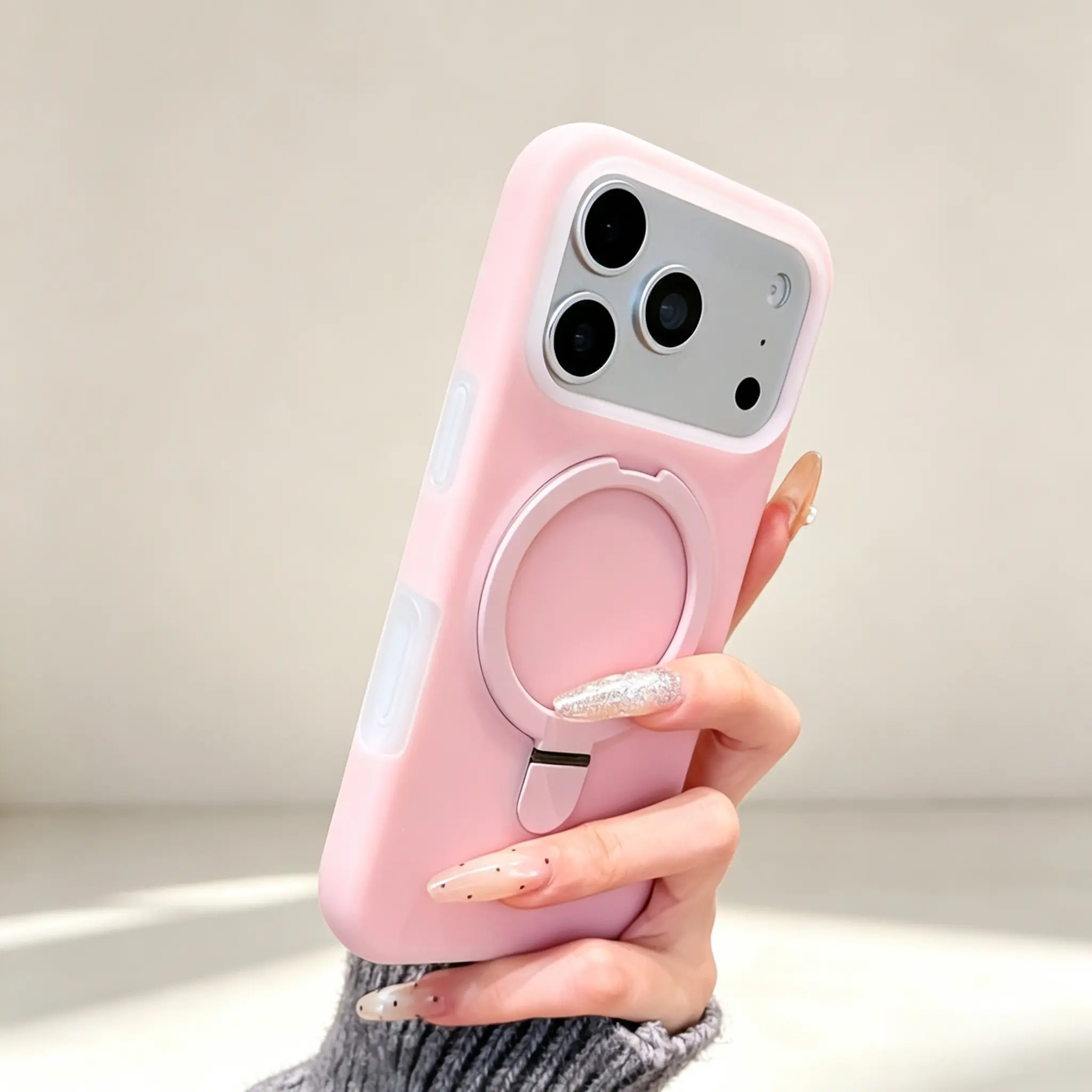 Liquid Silicone Phone Case for iPhone 17/16/15/14/13 Pro Max - Highly Stylish, Large Viewing Window, Invisible Lens Stand, Full Protection, Soft Skin-Friendly, Anti-Slip, Fingerprint-Resistant