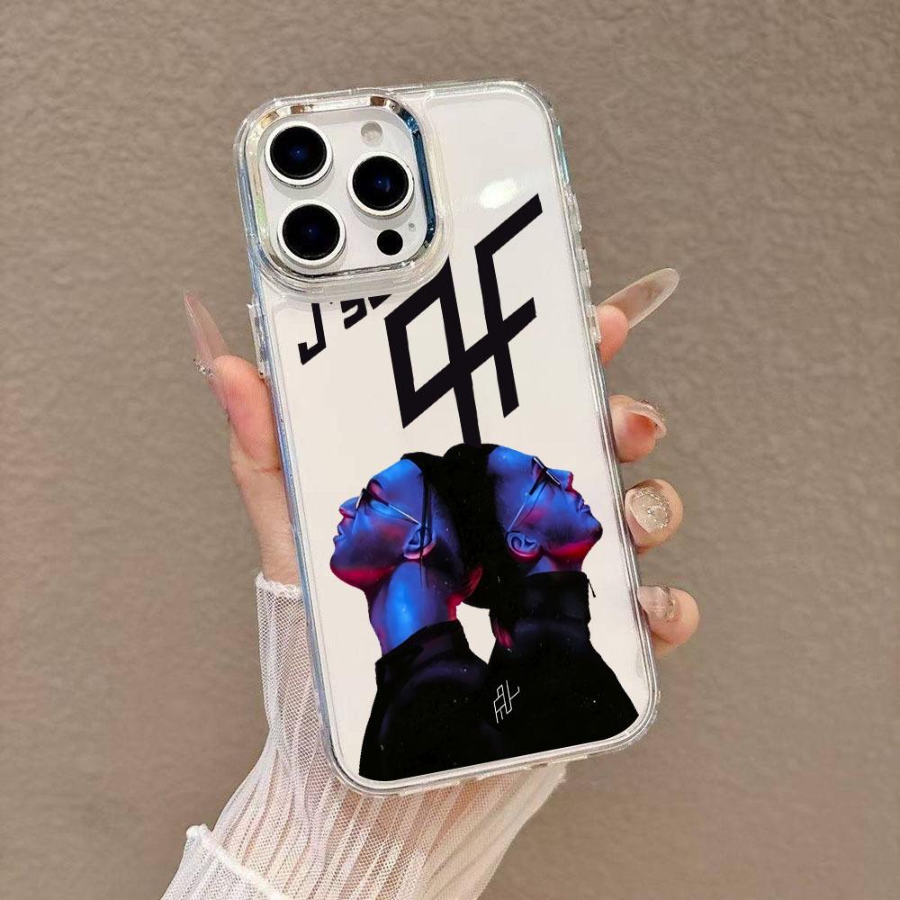 Phone case Apple for iPhone 17 Air 16 15 14 13 12 Pro Max Plus Electroplated Lens frame Transparent Soft case, cyber neon style with twin characters wearing glasses