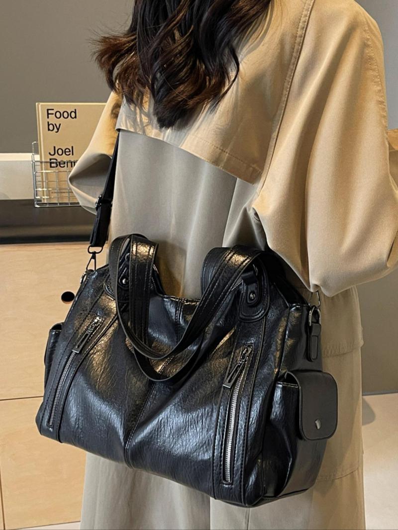 Women's Punk-Style Rivet-Decoration Handbag, Large-Capacity Crossbody Shoulder Bag for Fall & Winter Daily Use, Casual Trendy Commuter Bag, Fashionable Shopping Bag for Gifts