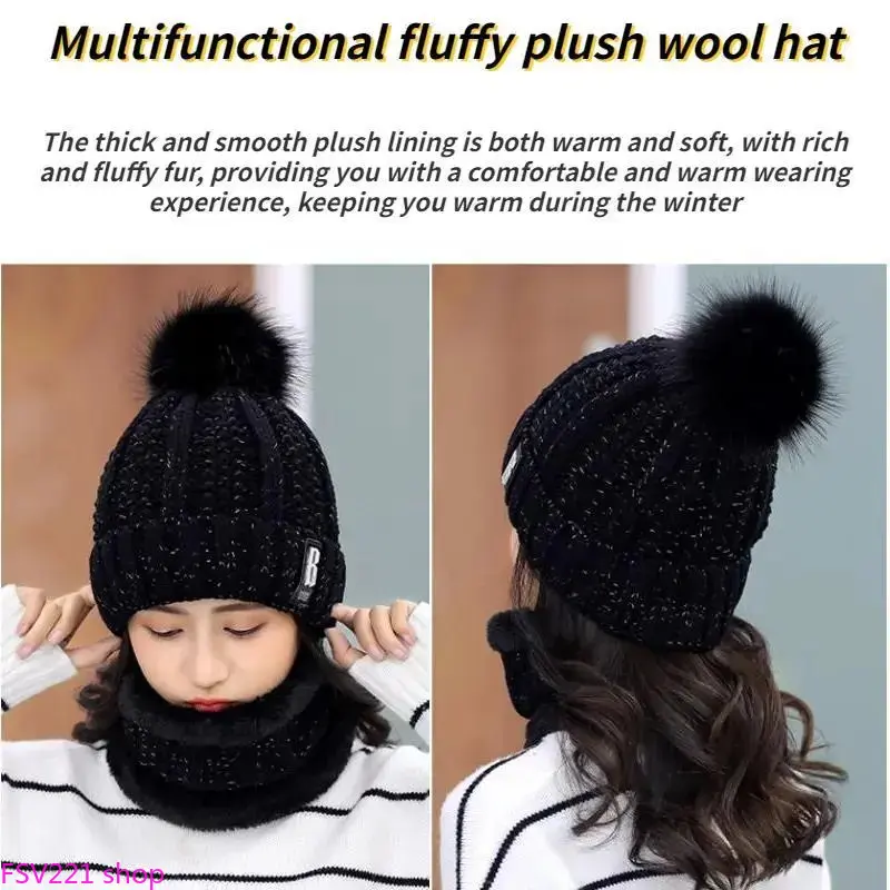 Unisex 2-Piece Acrylic Beanie & Scarf Set - Thick Plush Thermal Knit, Wind/Cold-Proof, Breathable Flatbill, Insulating, 1 Size Fashion Accessory for Outdoor Leisure, Daily Streetwear