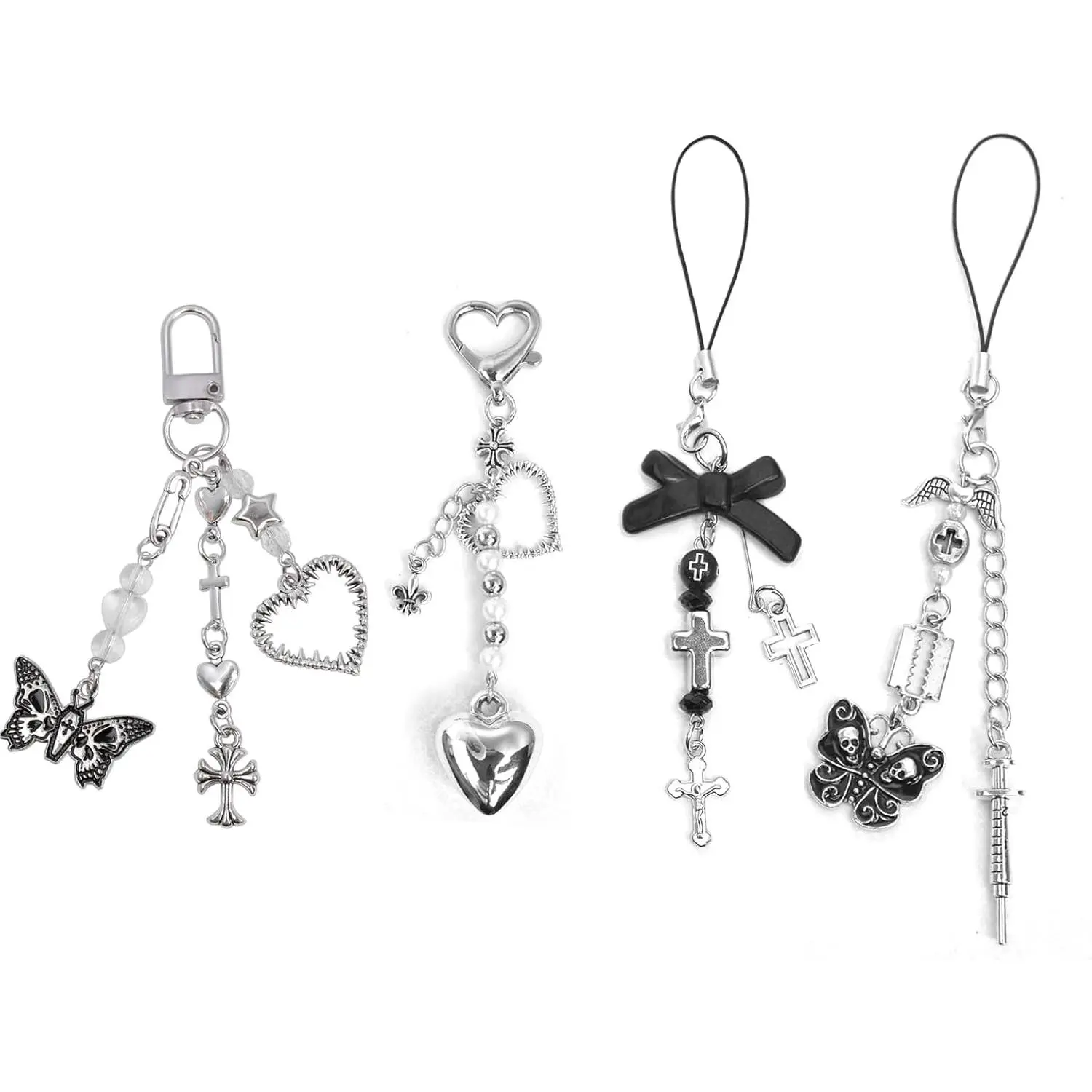 4 count Cute Phone Charms Aesthetic Y2K CellPhone Charms Strap  Strawberry Butterfly  Phone  Y2K Accessories  for Backpack, Digital Cameras, Kindles, Air Pods