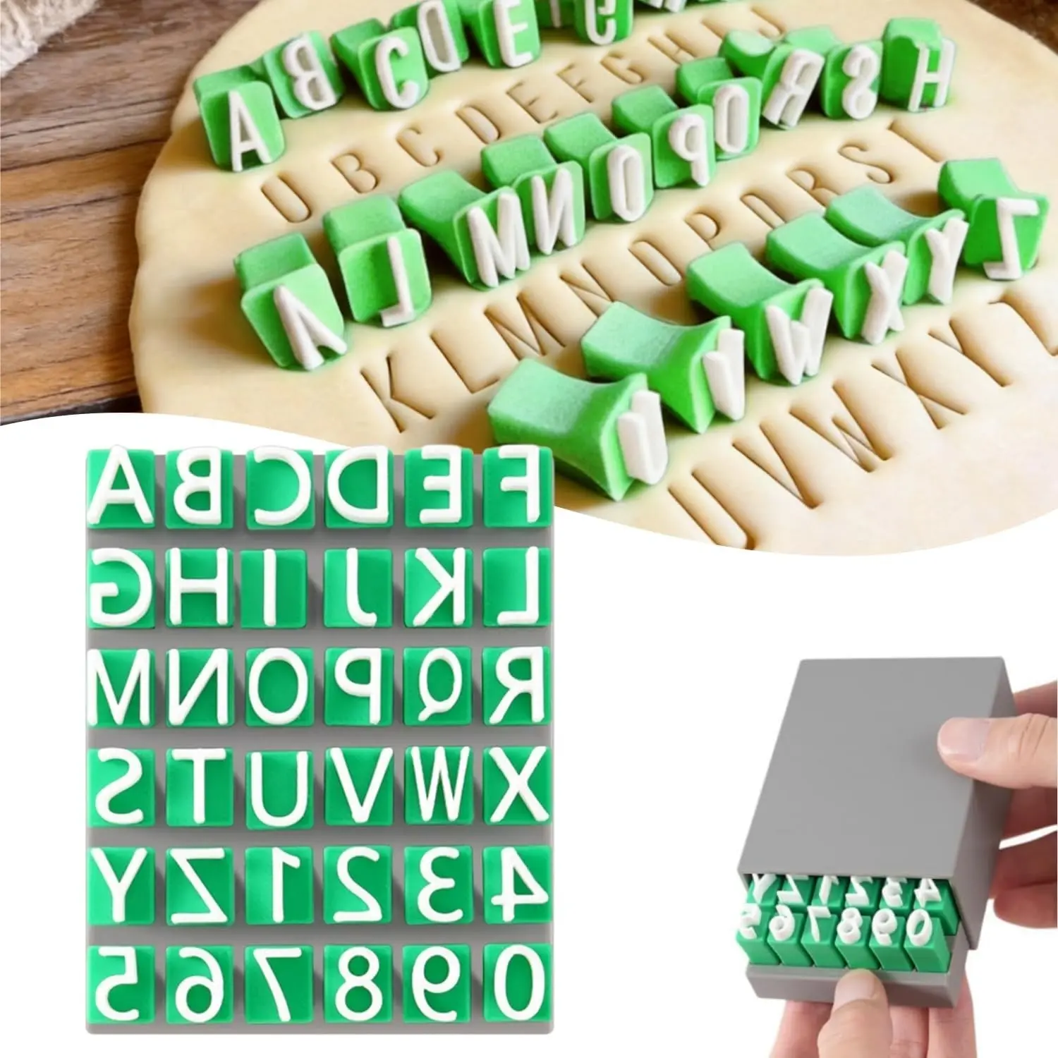 Stamps Set for Clay Pottery - Polymer Clay Tools, Uppercase Lowercase Alphabet Number Symbols Small Press Fondant Embosser DIY Cookie Stamps