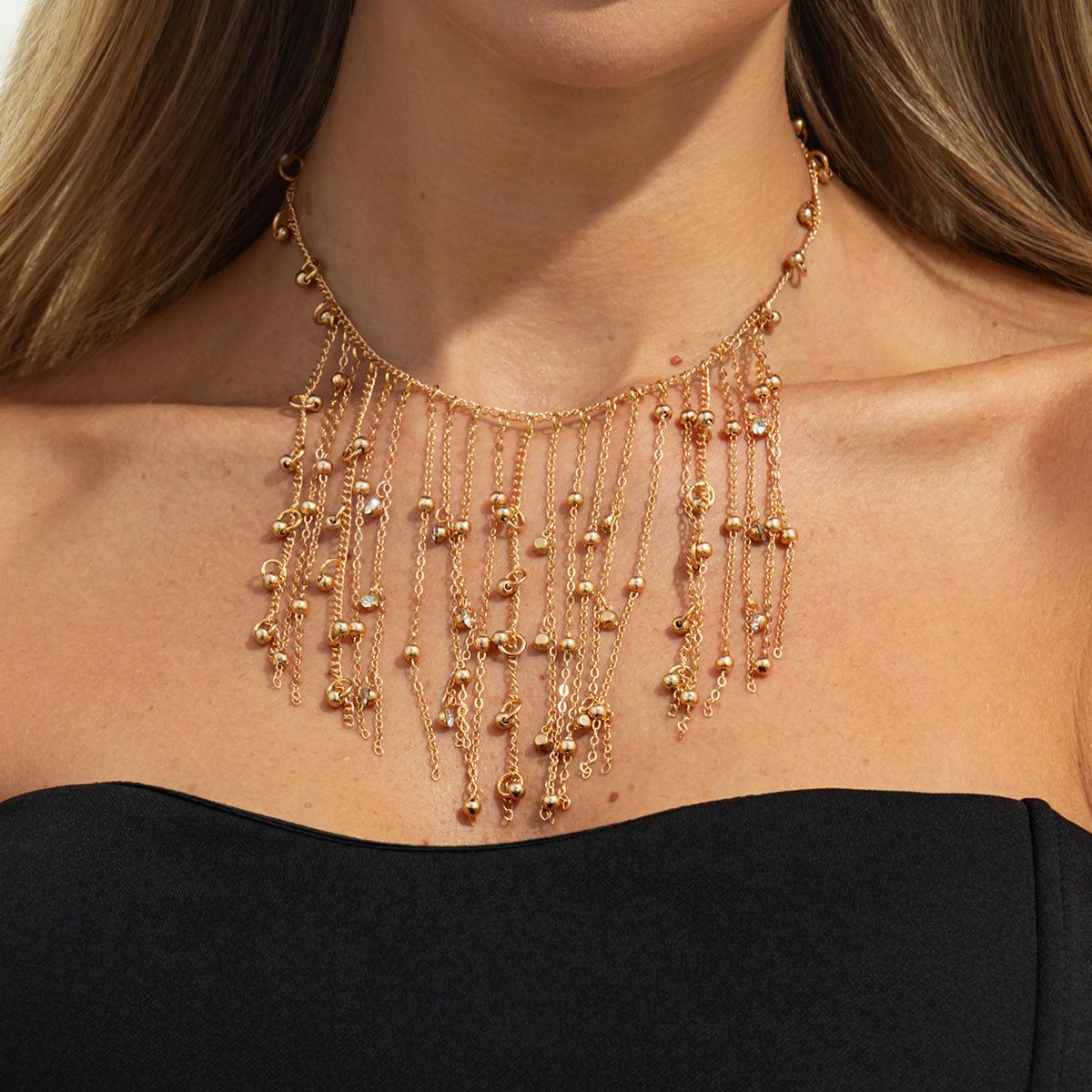 INS Sweet Cool Style Long Tassel Beaded Necklace – Lightweight Luxury Fashion Fine Chain Clavicle Accessory