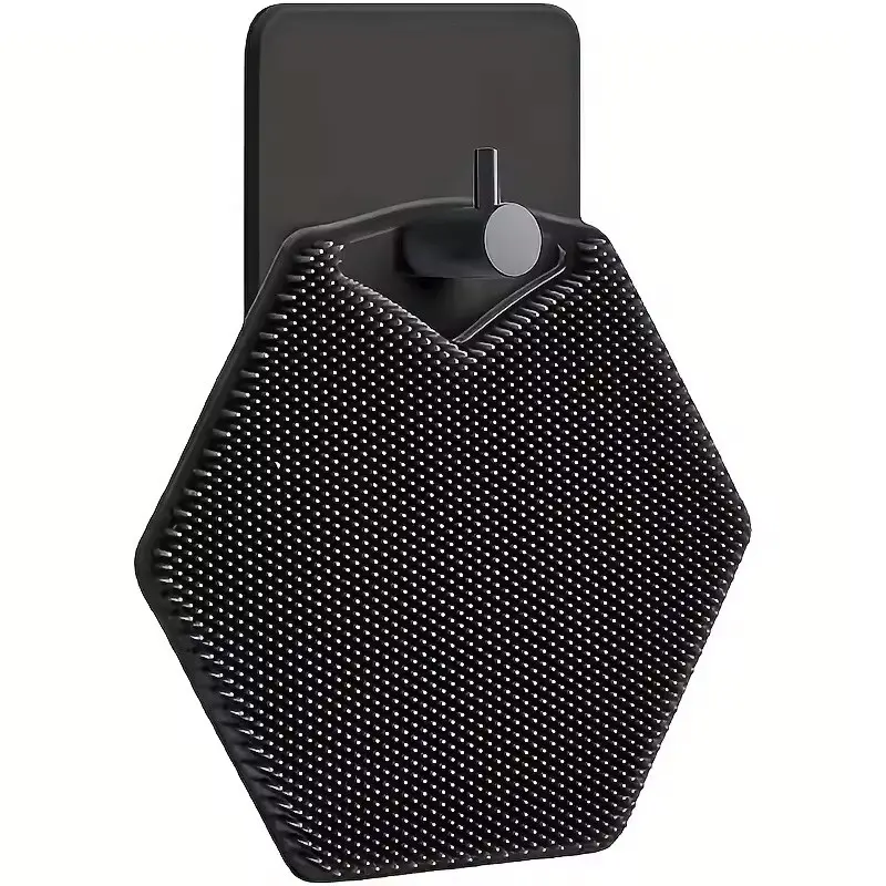 1PC Octagonal Silicone Body Scrubber with Suction Hook, Shower Back Scrubber, Reusable Soft Bath Brush for Shower, Manual Exfoliating Brush Remove Dead Skin & Blackheads, Multi-use Massage Cleansing Tool for Men Women, Easy Hang & Clean