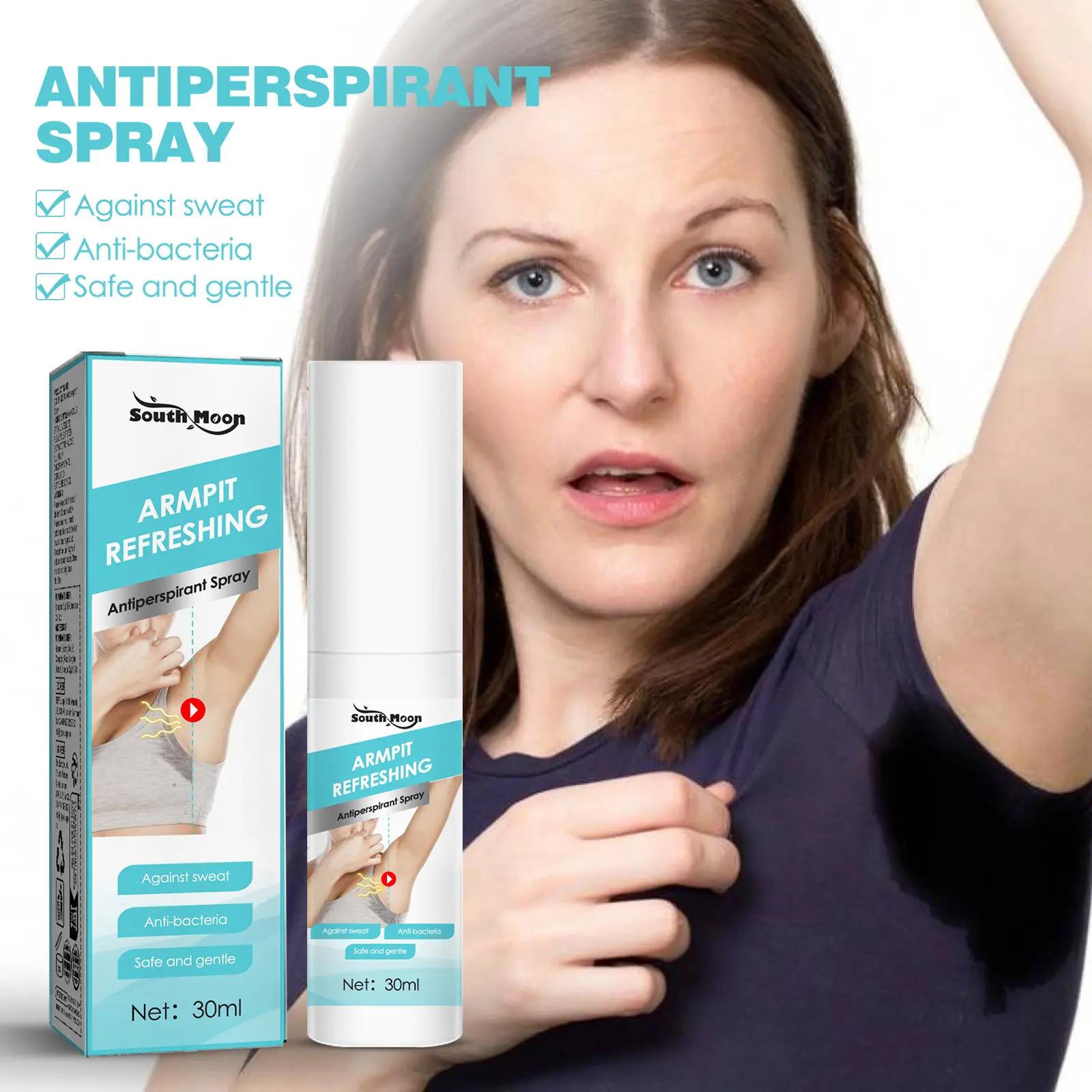 South Moon Deodorant Deodorant Body Odor Spray, Body Sweat Odor Armpit Portable Summer Light Deodorant Body Odor Liquid