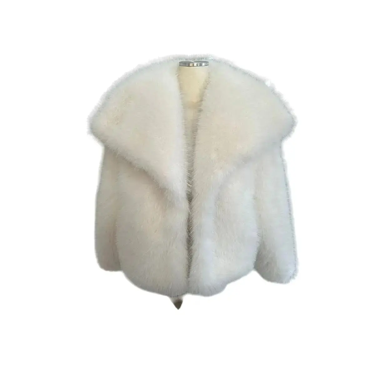 Fashion Oversized Lapel Fluffy Faux Fur Coat for Women Vintage Faux Fur Jacket Winter Women's Clothing 2025
