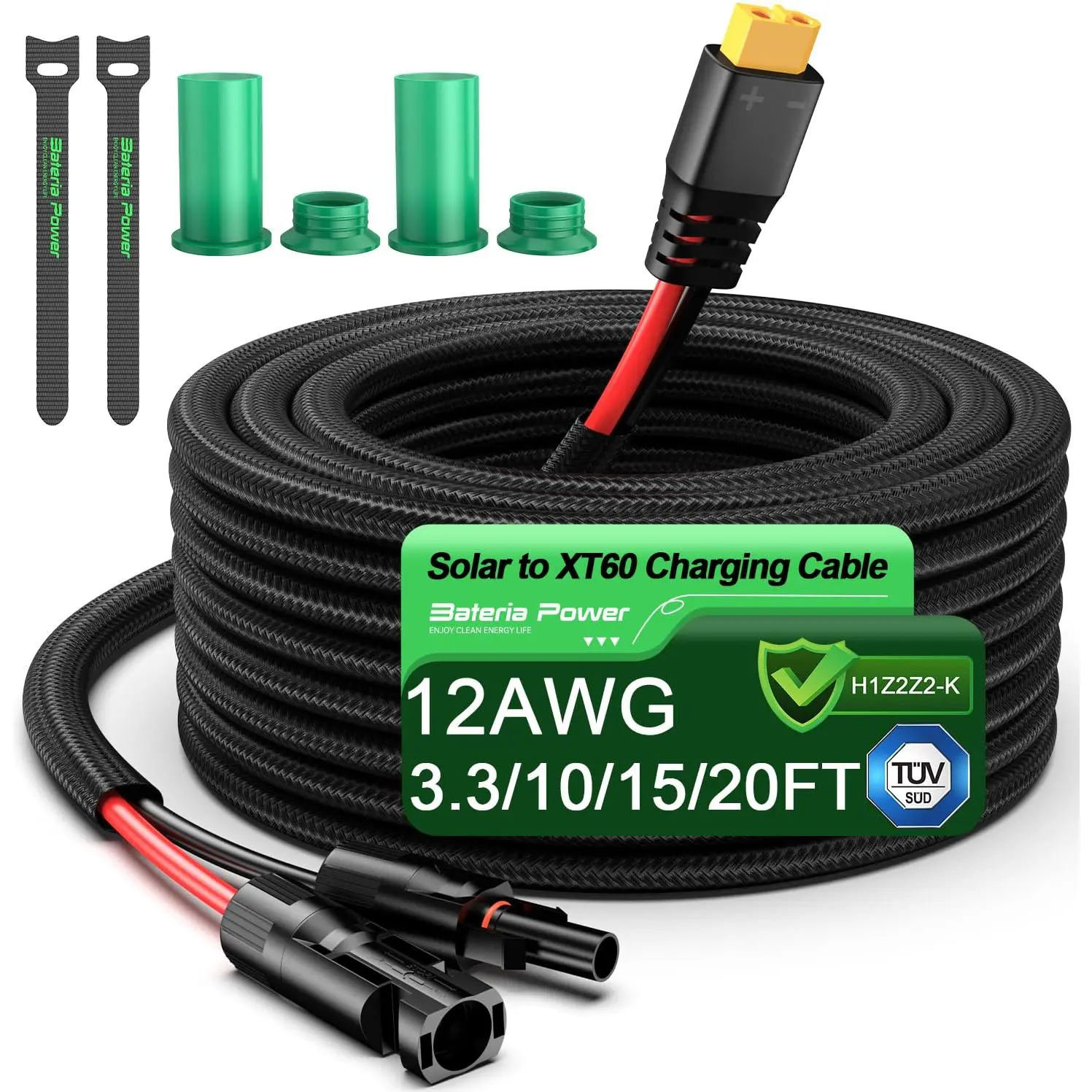 12AWG Wire XT60 Extension Charging Cable - 10FT Tinned Copper Y-Type Plug with Retardant Sleeve, Panel Connector to XT60 Charge Adapter for EcoFlow, BLUETTI Generators