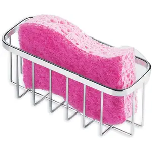Gia Stainless Steel Dish Sponge Holder Basket with Suction Cups, Ideal for Kitchen Sinks and Bathroom Organization, 2.25"D x 2.5"W x 5.75"H, Set of 1, Polished