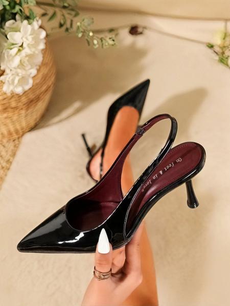 Women's New Fashion Elegant Pointed Toe Stiletto High Heels, Elegant Party Shoes, Patent Leather Slip on Shoes for Wedding Dresses & All Seasons Wear