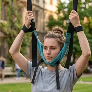 Cervical Neck Traction Device, Portable Over Door Neck Stretcher Hammock for Neck Pain Relief, Adjustable Neck Decompression Sling for Home Use