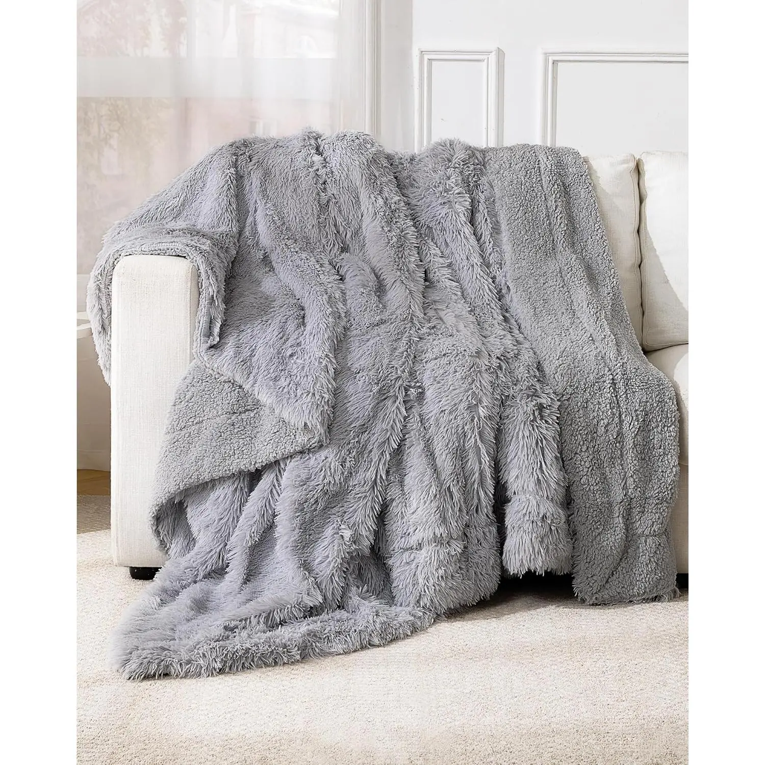 Super Soft  Fuzzy Faux  Sherpa Fleece Blanket  Size, Plush Thick Warm Blanket for Bed Couch, College Dorm Essentials Gifts for Girls Boys, Room Decor for Winter, 60" x 80"
