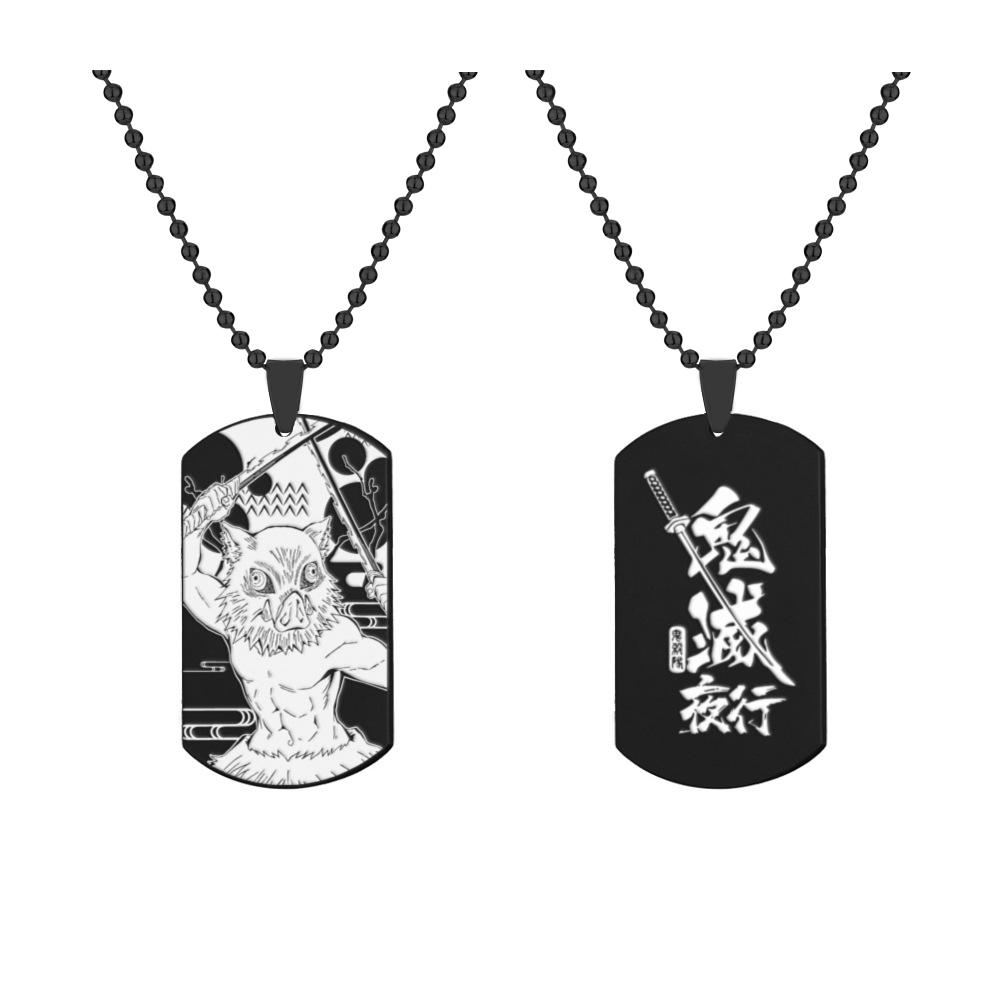 Demon Slayer Kamado Tanjirou Stainless Steel Necklace Anime Character Infinite City Printed Necklace Cosplay Accessories Gifts