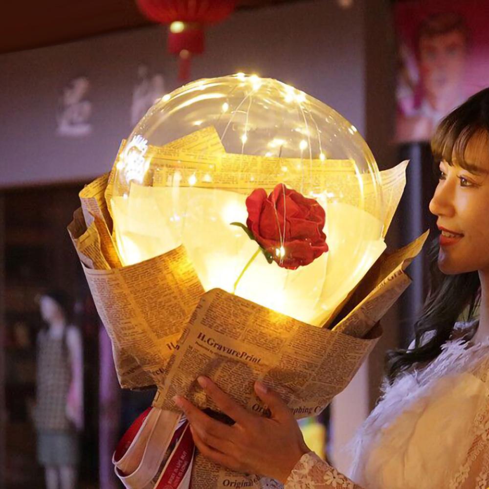 LED Luminous Balloon Rose Bouquet Transparent Bobo Ball Rose LED Luminous Balloon Rose Bouquet Transparent Bobo Ball Rose