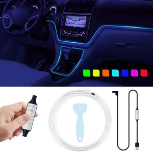 Car Led Strip Lights,Interior Lights,Ambient Lighting Kit With RGB 16 Million Colors Fiber Optics,USB Neon Light Accessories for Center Console&Dashboard