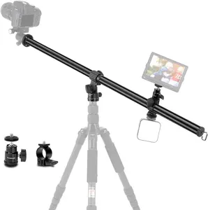 33" Tripod Extension Arm - Aluminum Horizontal Column | 360° Rotatable Center Column Arm, Load up to 22lbs, for Overhead & Multi-Angle Photography (Tripod Not Included)