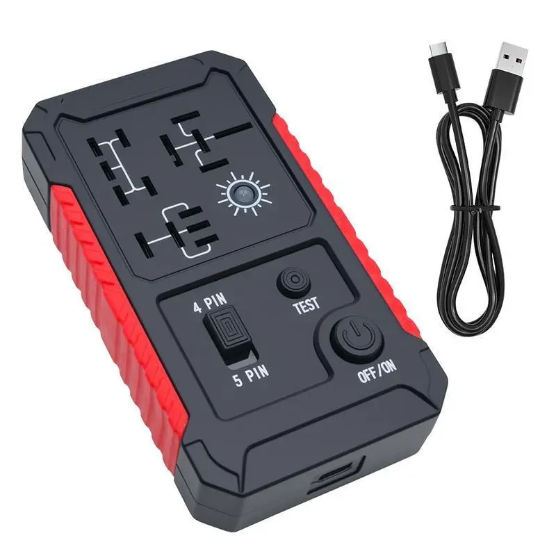 12V Compact Universal Automotive Continuity Tester - Car Diagnostic Tool with Built-in LED Work Light, 1x Automotive Relay Tester, 1x USB-to-Type-C Cable, Rapid Testing, Dual Compatibility for Technicians, DIY Enthusiasts, Car Repair Accessories