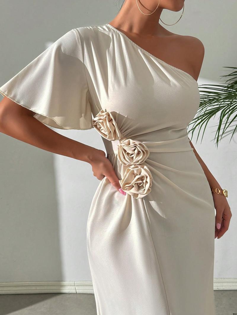 Dress A-Sleeve Lantern Solid Color a é Raffin SHEIN