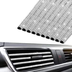 10Pcs Rhinestone Bling Air Vent Trim Strips, Sparkly AC Outlet Decor, Stylish Interior Car Accessories
