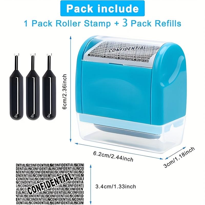 Identity Privacy Roller Stamp - Includes 3 Refill Ink Cartridges - Wide-Coverage Security Seal for Confidentiality, Address Obfuscation, and Privacy Protection